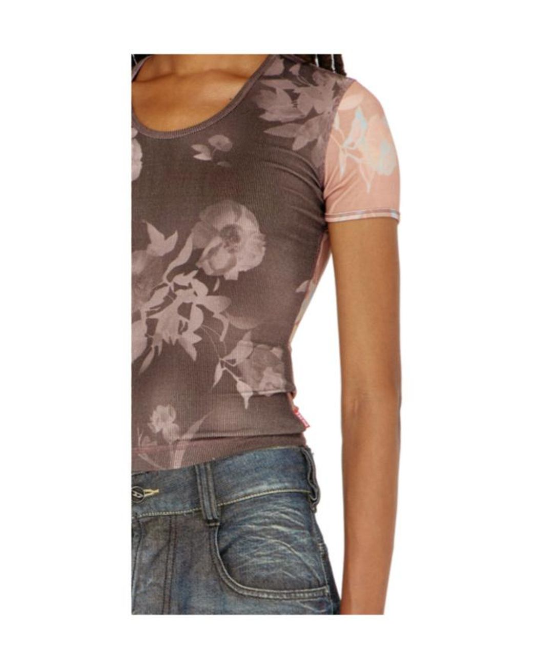 DIESEL Pink Elenewu Floral Print T-Shirts