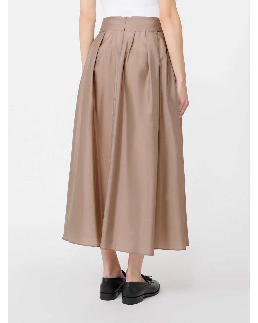 Max Mara Natural Pleated Midi Skirt