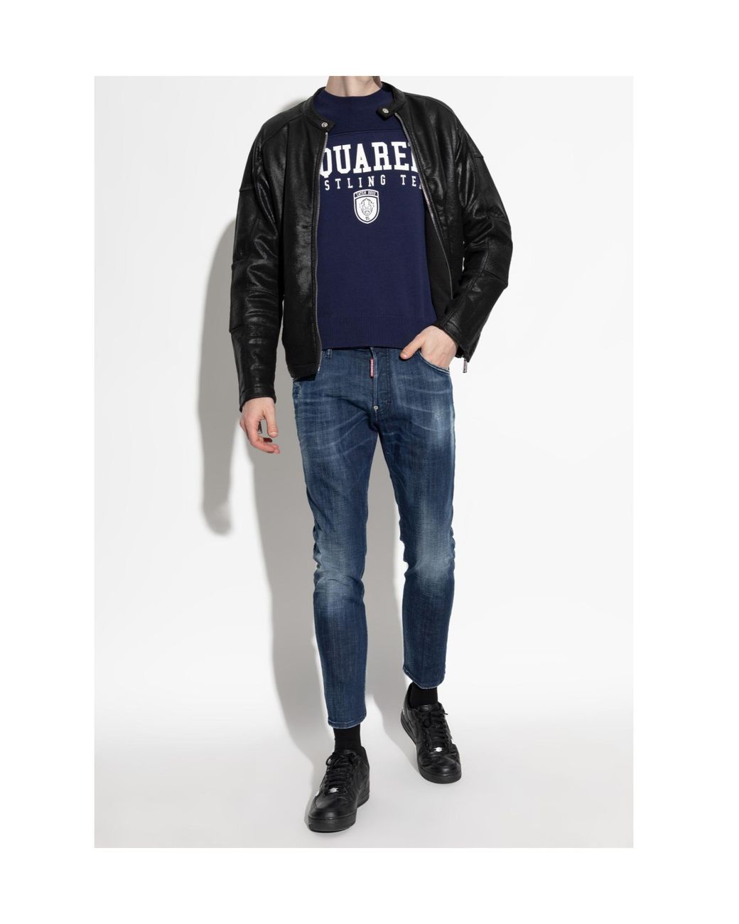 DSquared² Blue Logo-Print Crewneck Sweatshirt for men