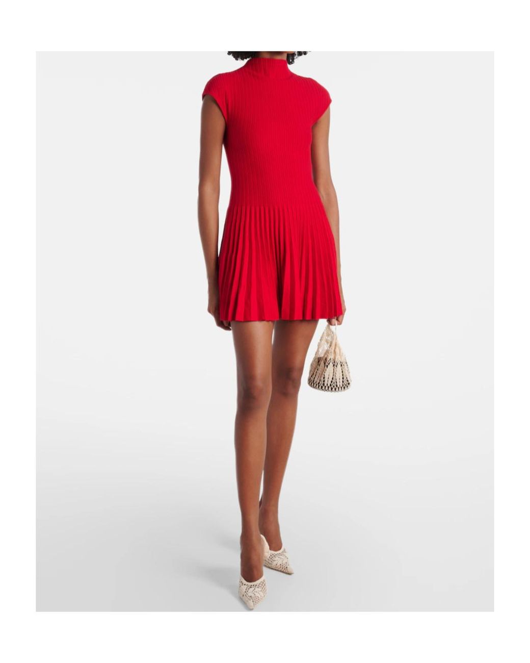Magda Butrym Red Ribbed Cotton Minidress