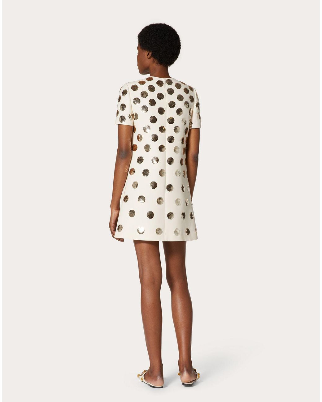 Valentino Natural Tang Yan's Same Polka Dot Sequin Embroidery Dress