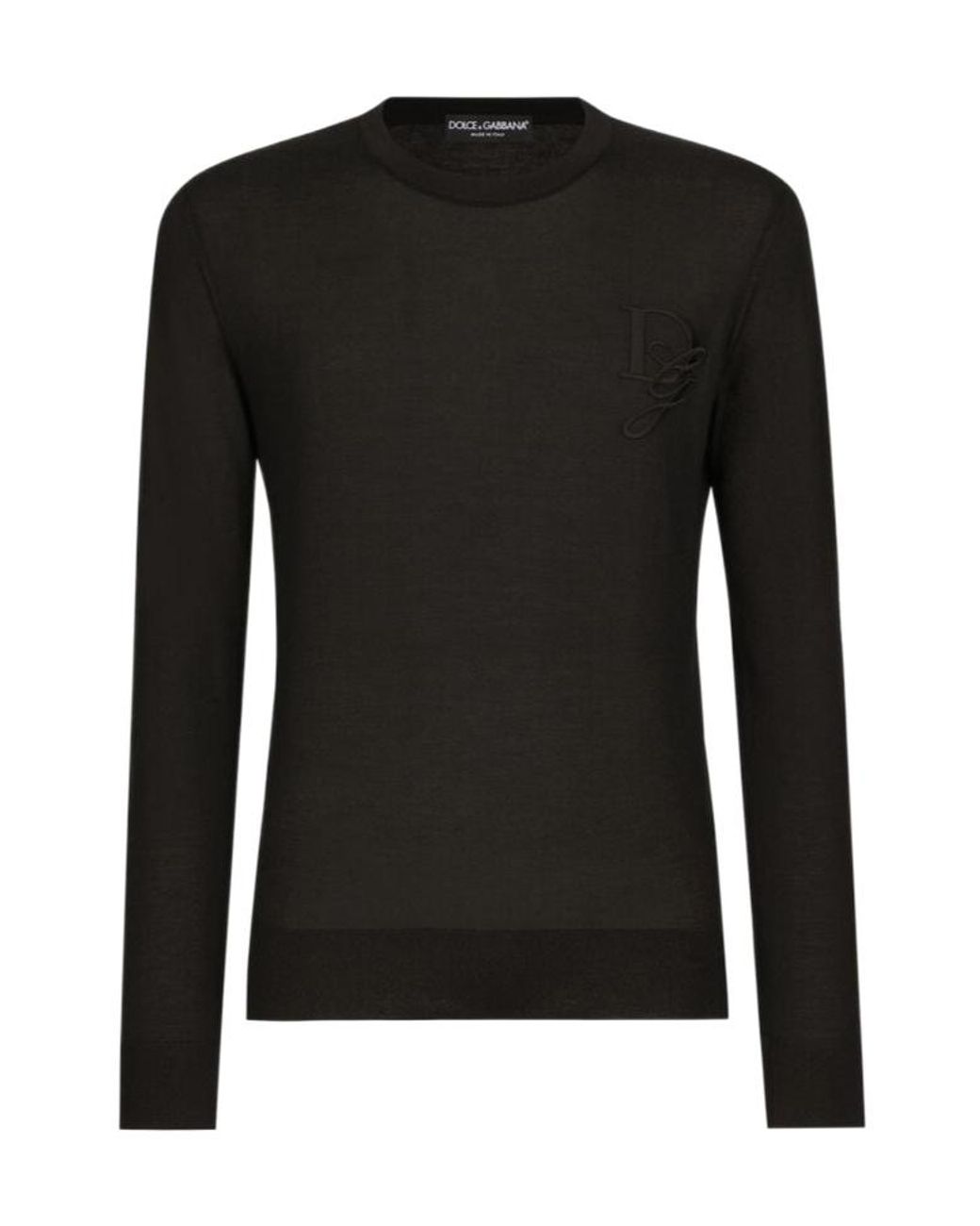 Dolce & Gabbana Black Logo Embroidered Round-Neck Sweater for men