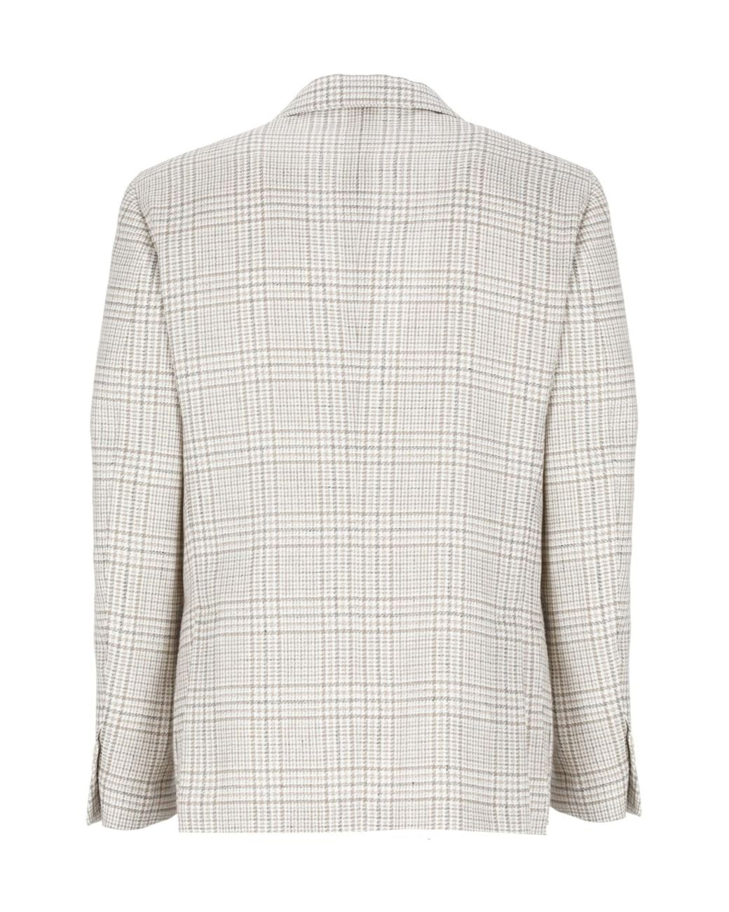 Lardini White Single-Breasted Checked Blazer for men