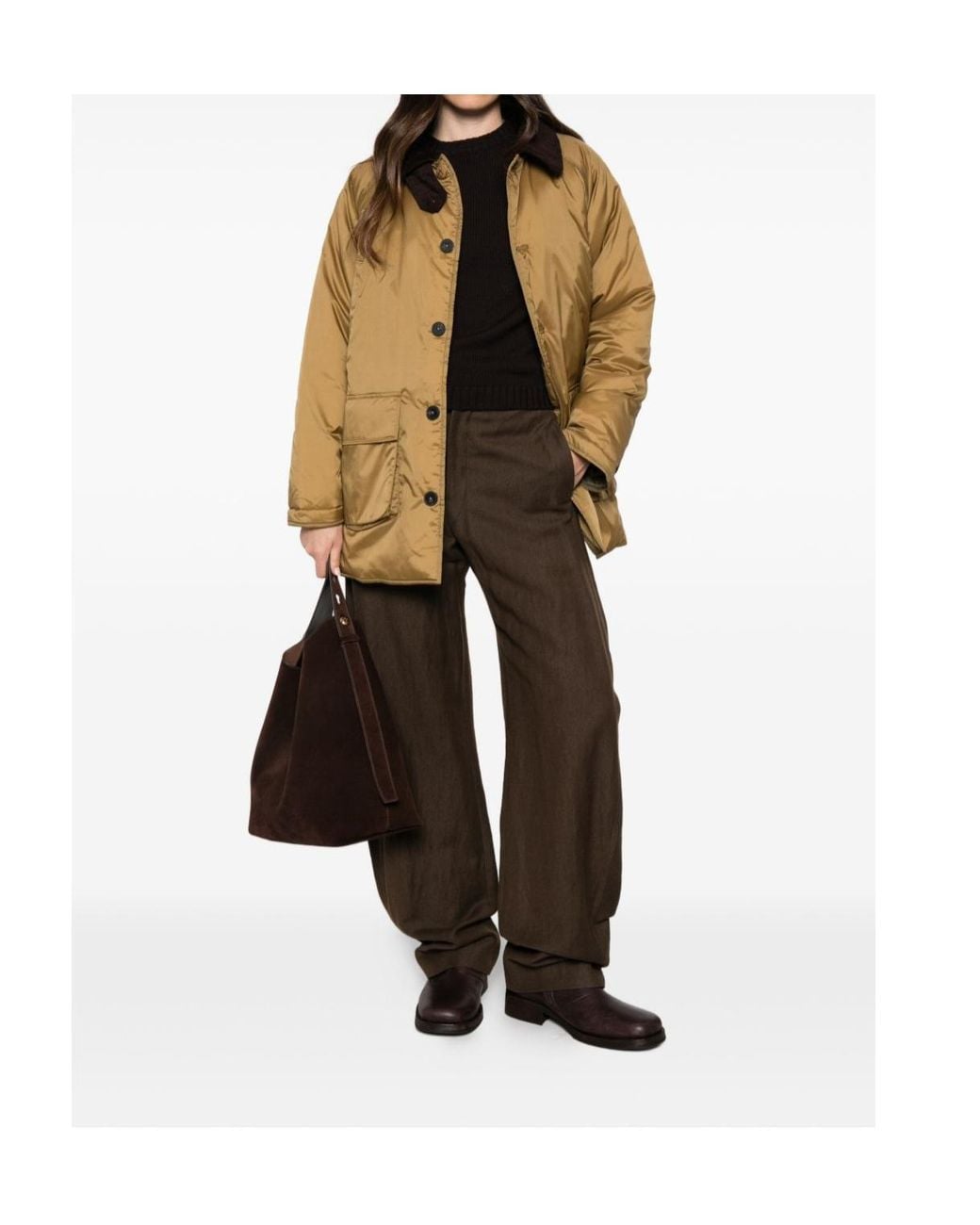 Forte_forte Natural Corduroy-Collar Buttoned Coat