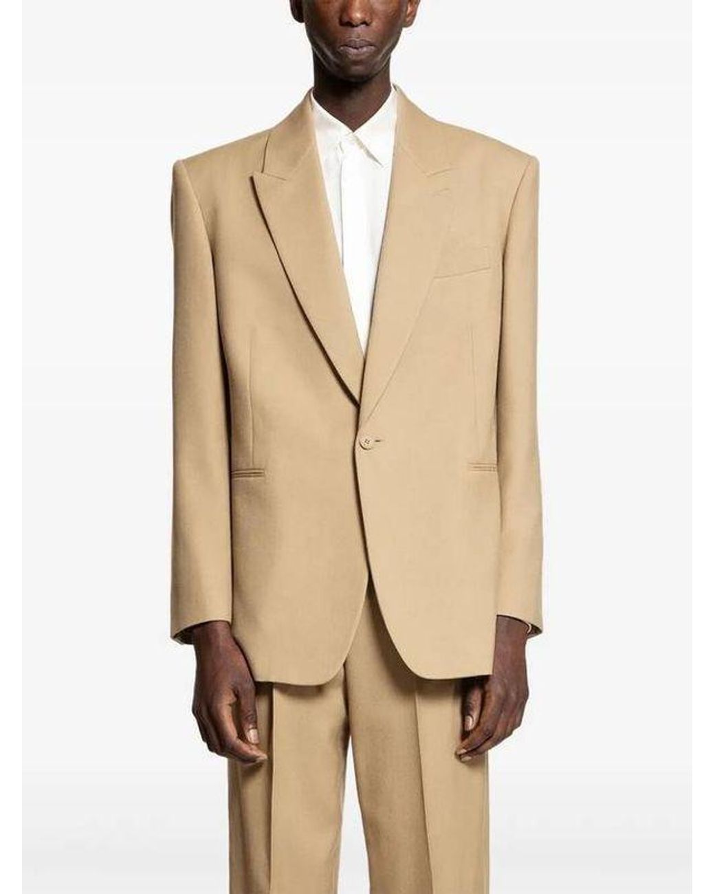 Saint Laurent Natural Single-Breasted Peaked Lapel Jacket for men