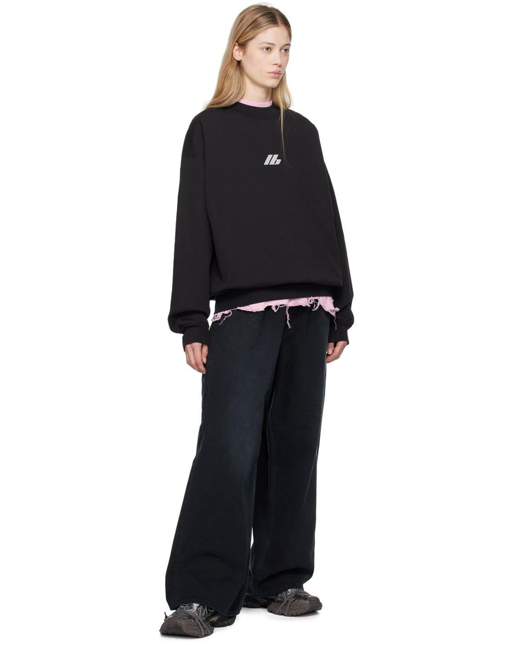 Balenciaga Black Logo Printed Crewneck Activewear Sweatshirt