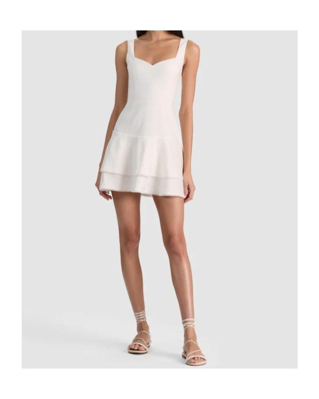 Alice + Olivia White Miriam Pom-Pom Trim Mini Dress