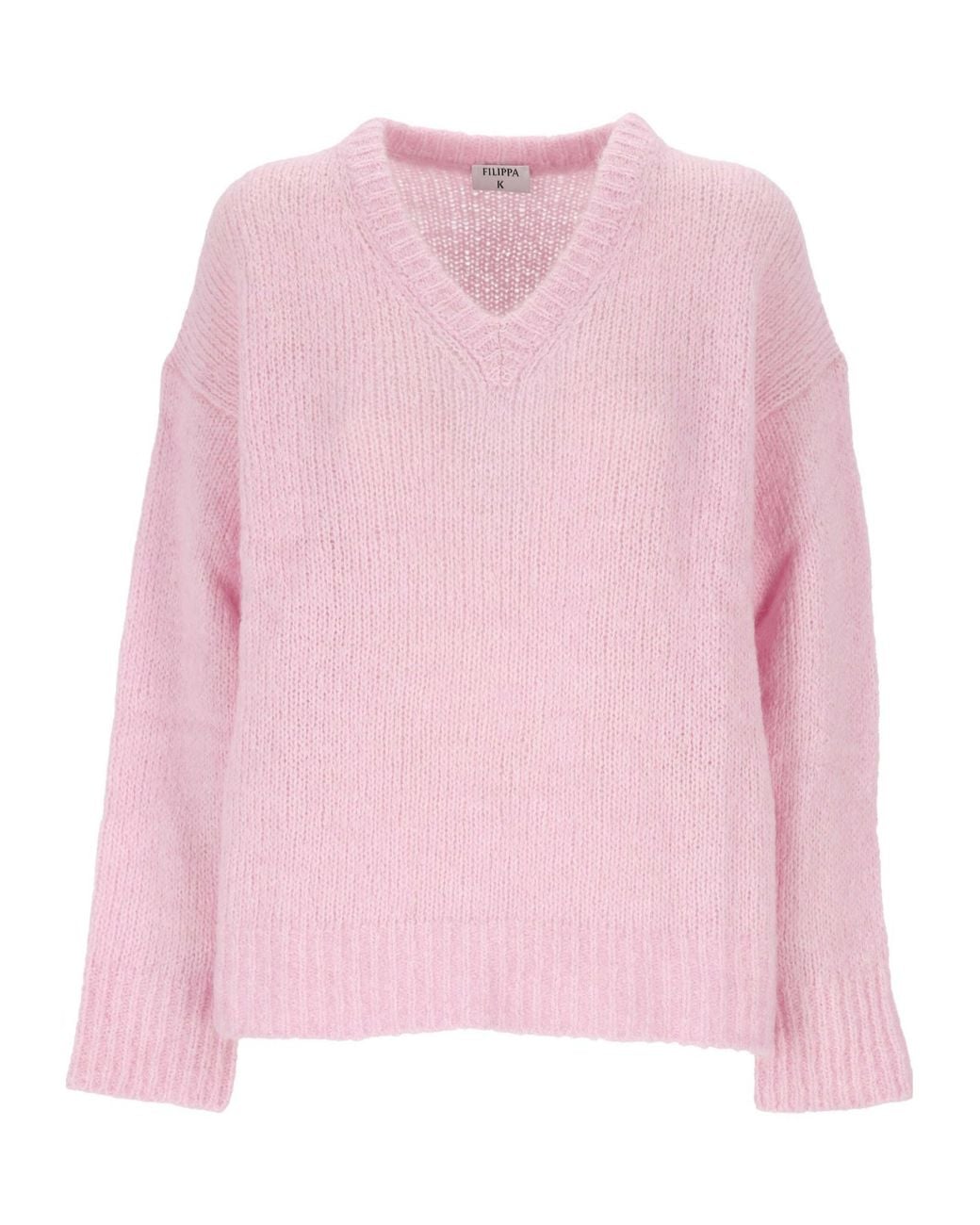 Filippa K Pink Hairy V-Neck Knitted Sweater