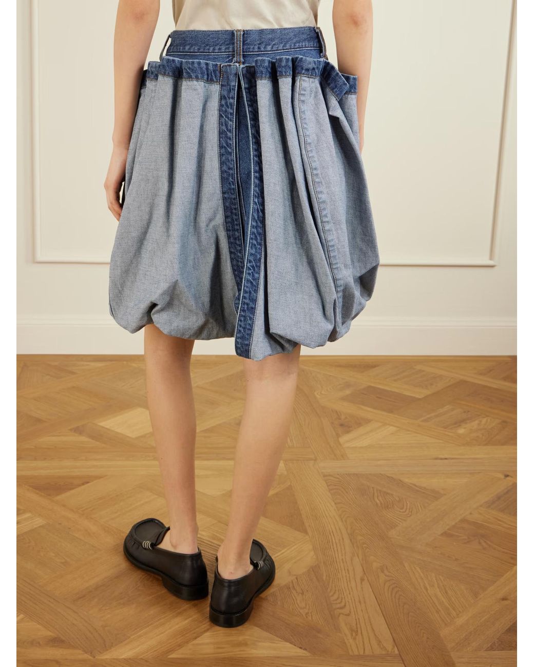 Sacai Blue Folded Denim Skirt