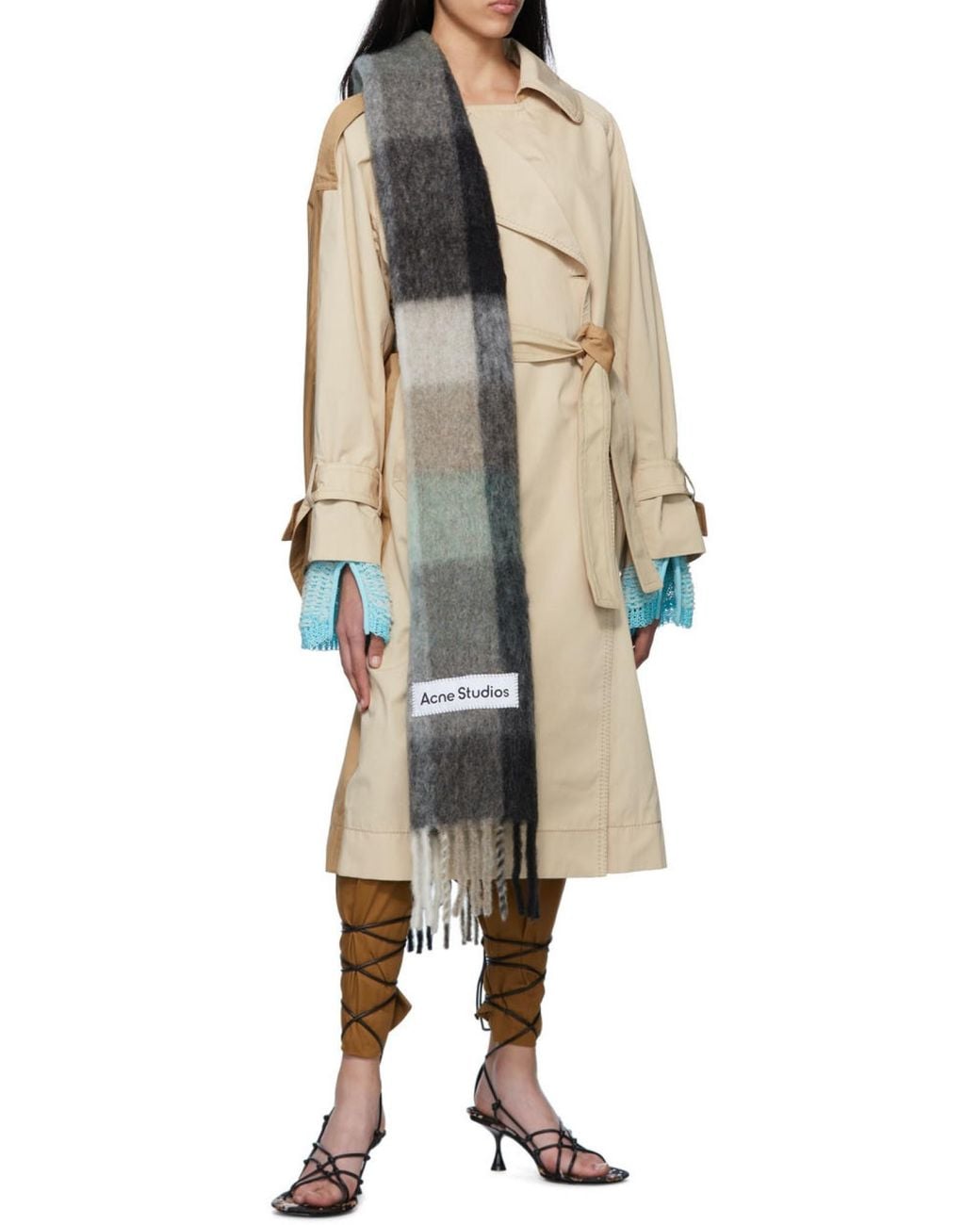 Acne Gray Logo Patch Scarf for men