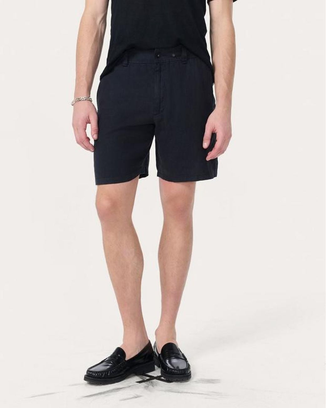 Rag & Bone Black Haydon Linen Shorts for men