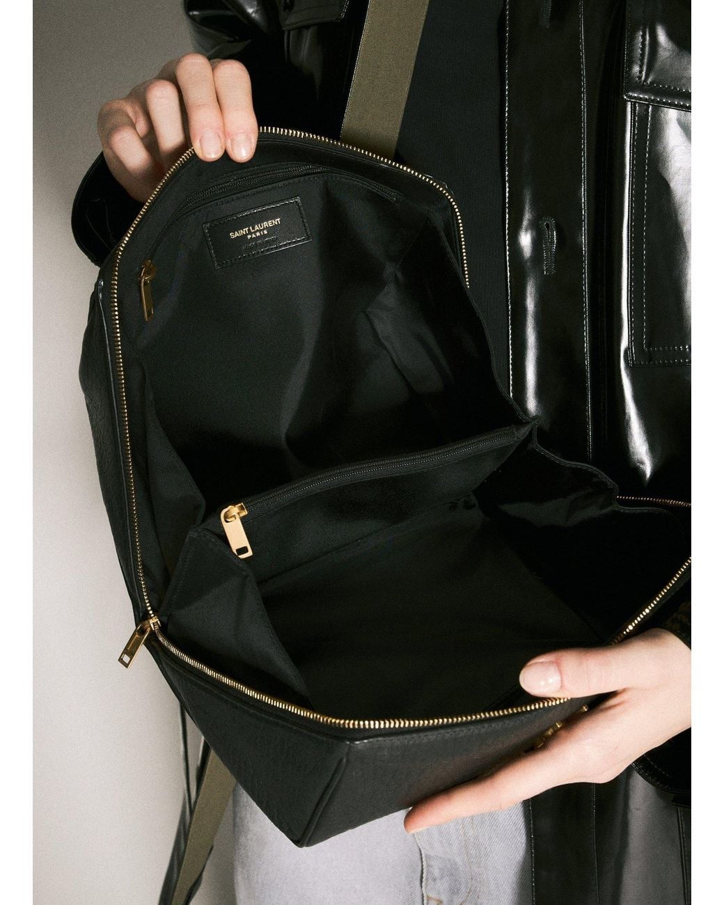 Saint Laurent Black Logo-Plaque Wash Bag