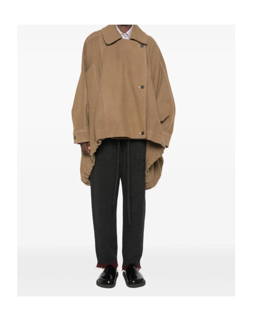 Uma Wang Brown Long-Sleeved Oversized Coat