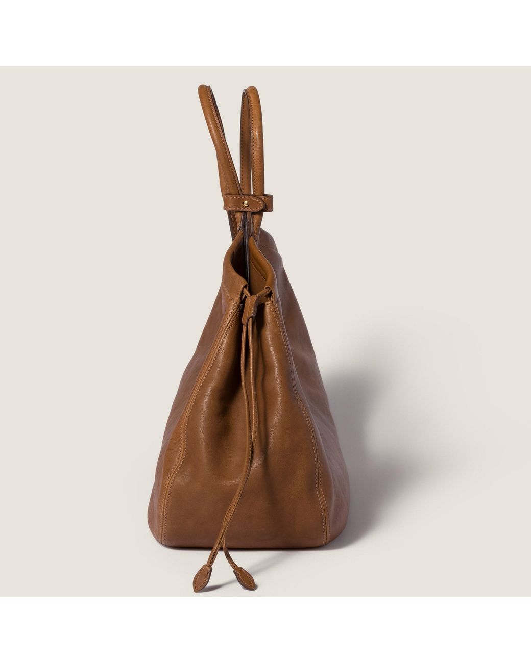 Miu Miu Brown Ivy Nappa Leather Shopping Bag