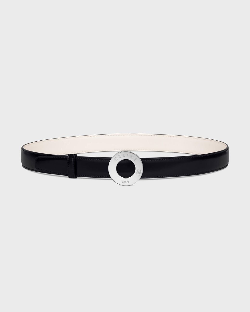 Céline White 25Mm Double-Sided Leather Belt With Disc Buckle