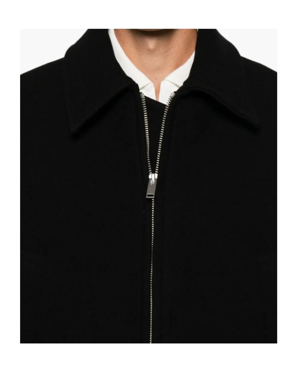 Studio Nicholson Black Zip-Up Spread-Collar Shirt Jacket for men