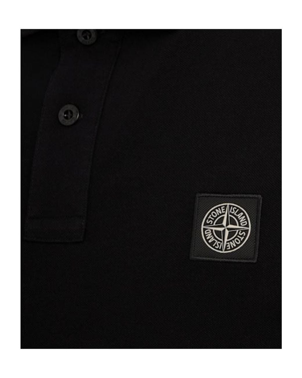 Stone Island Black Logo Patch Cotton Polo Shirt for men