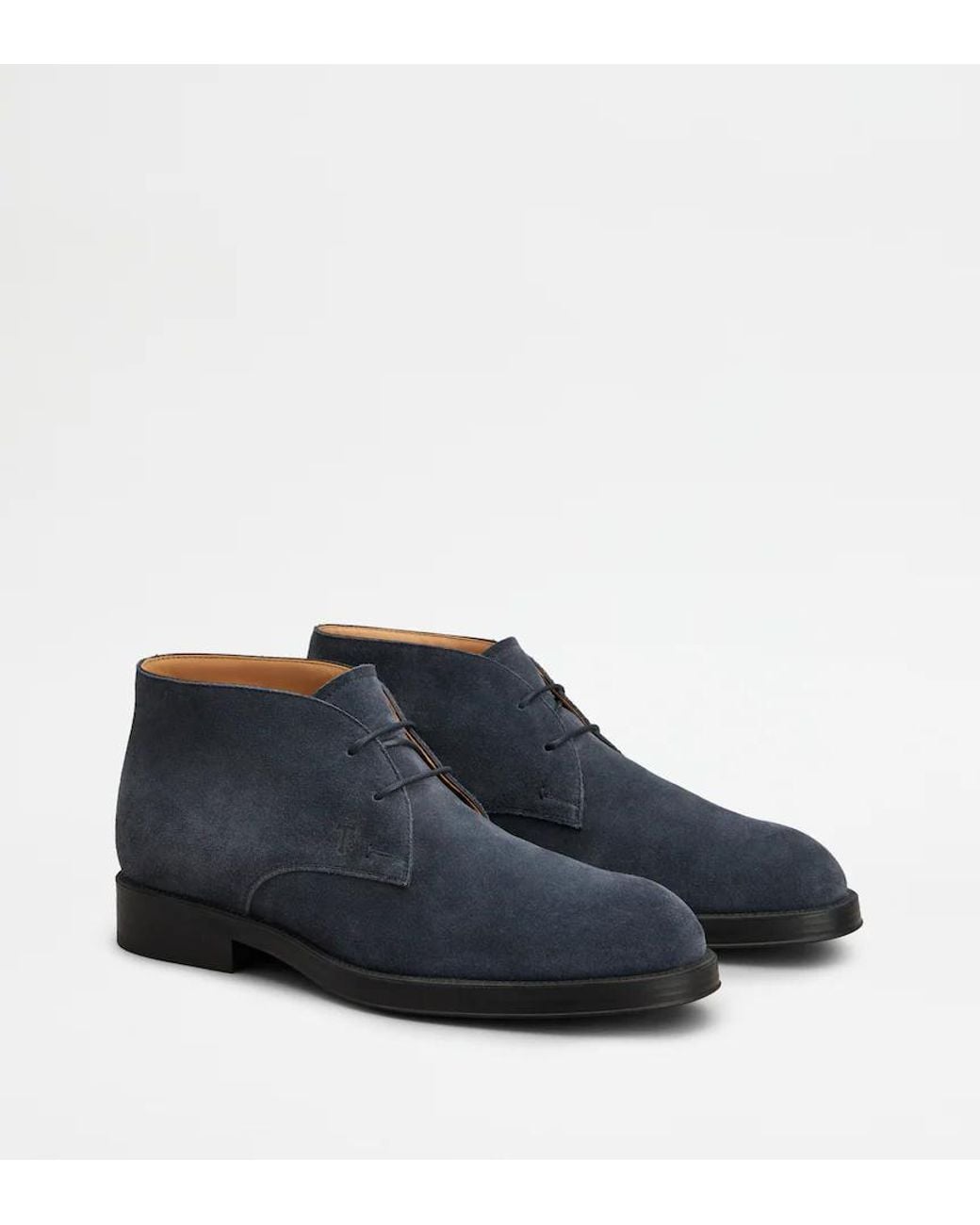 Tod's Blue Round Toe Lace-Up Boots for men