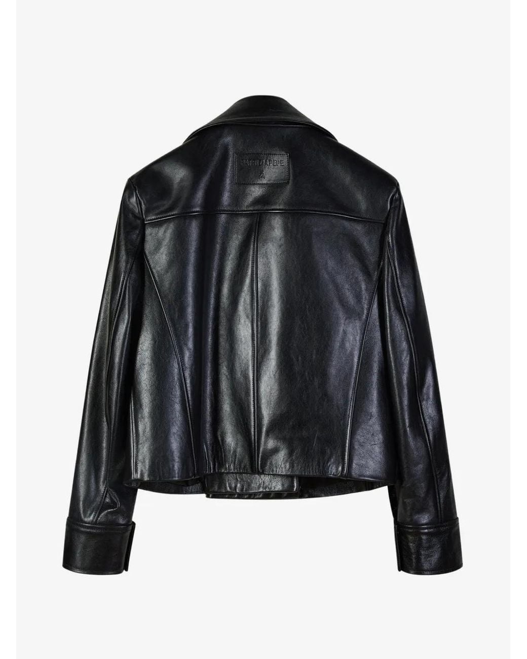Patrizia Pepe Black Oversized Leather Biker Jacket