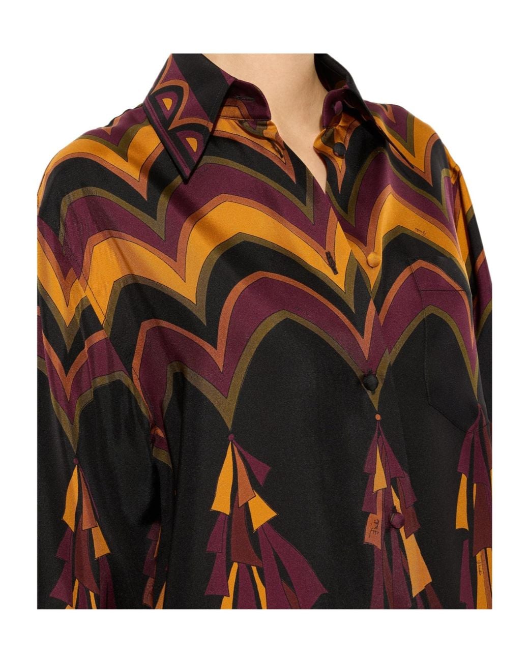 Emilio Pucci Brown Pucci Baiadera Print Silk Shirt