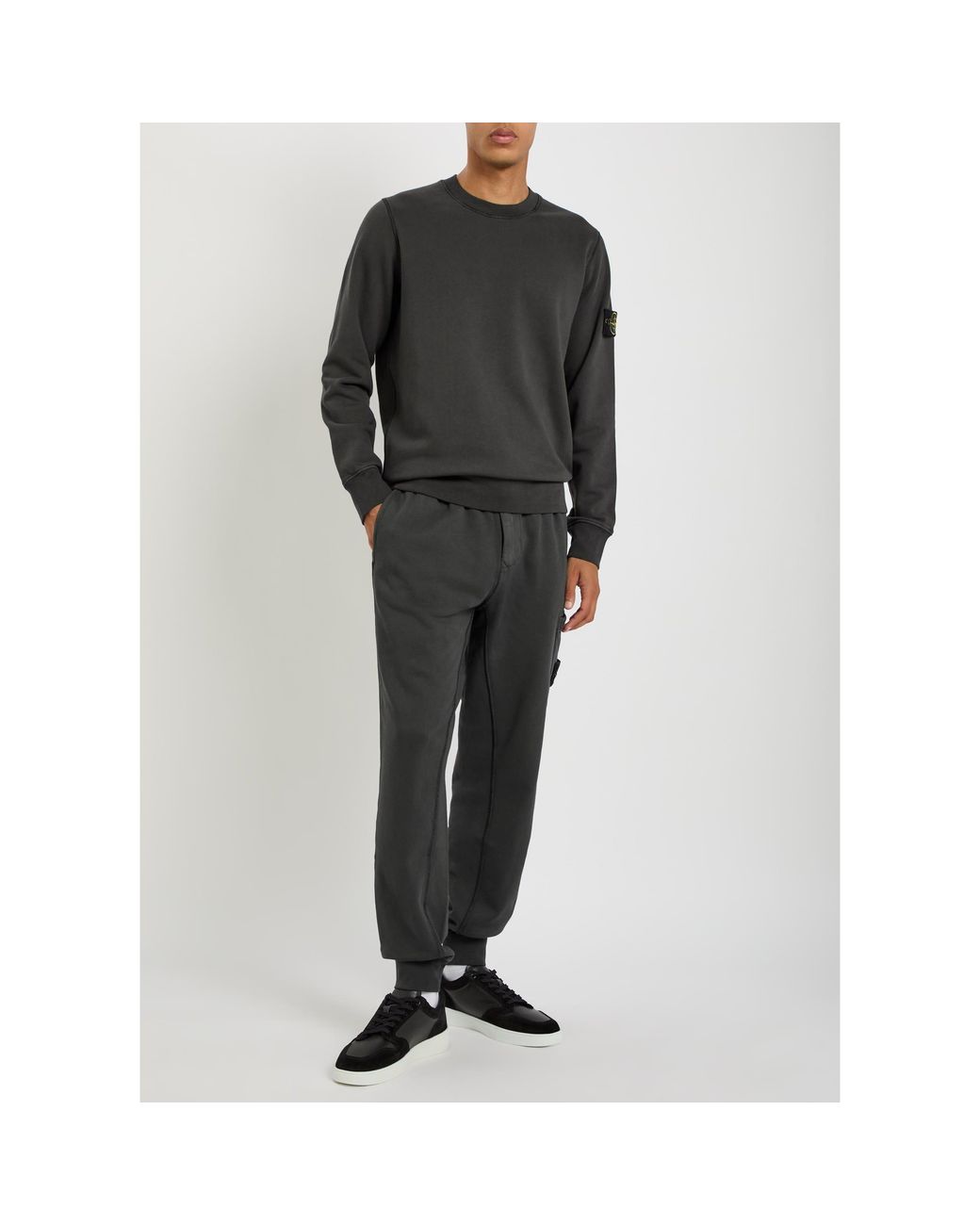 Stone Island Black Drawstring Ankle Sweatpants for men