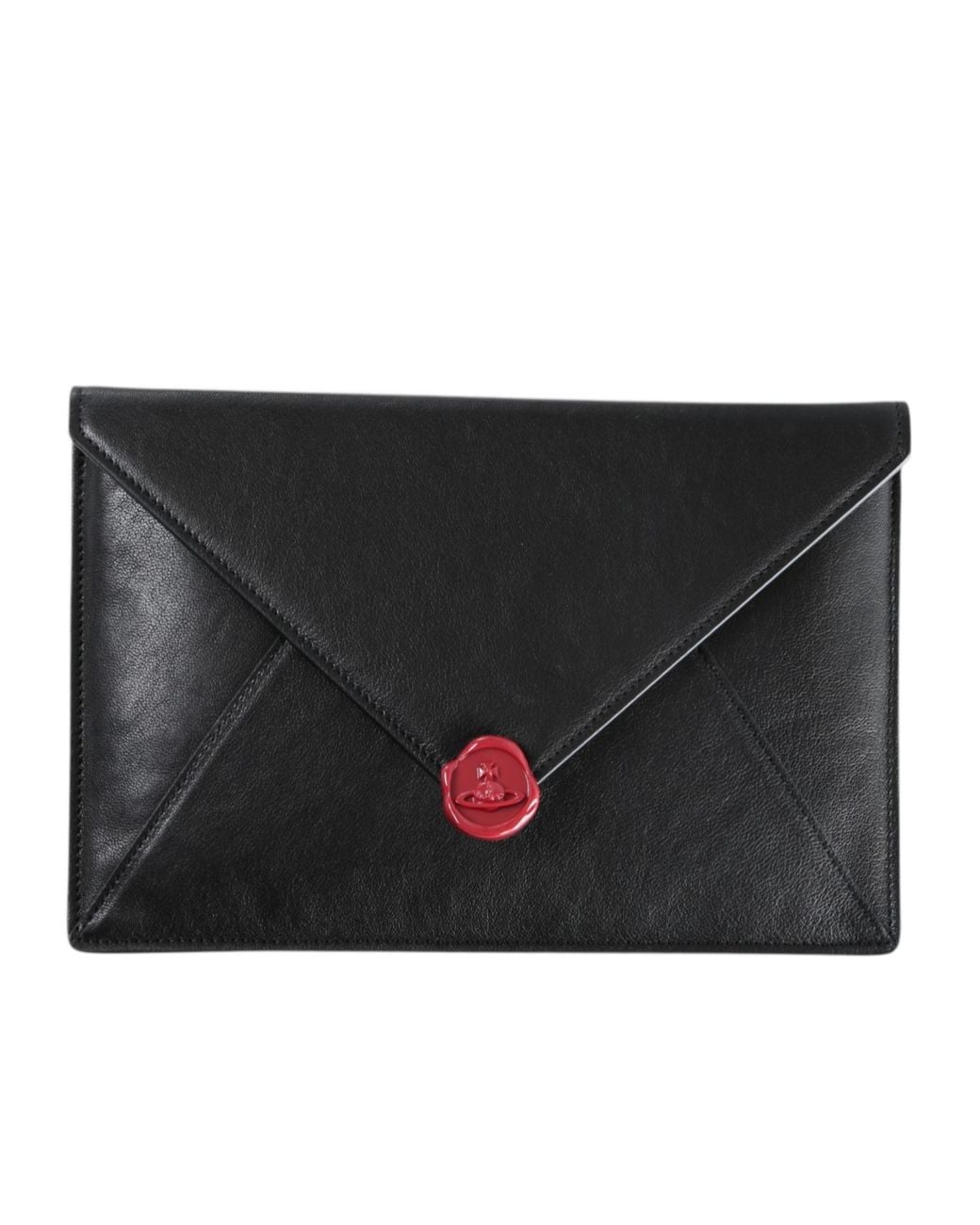 Vivienne Westwood Black Orb Envelope Clutch Bag