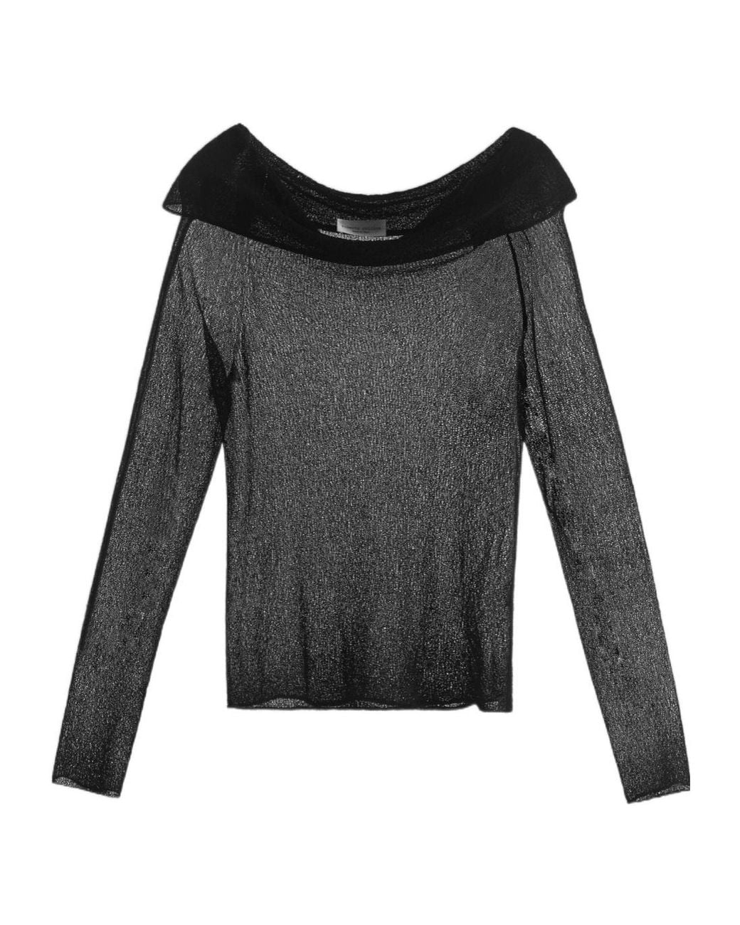 Roberto Collina Black Sheer Off-Shoulder Knitted Top