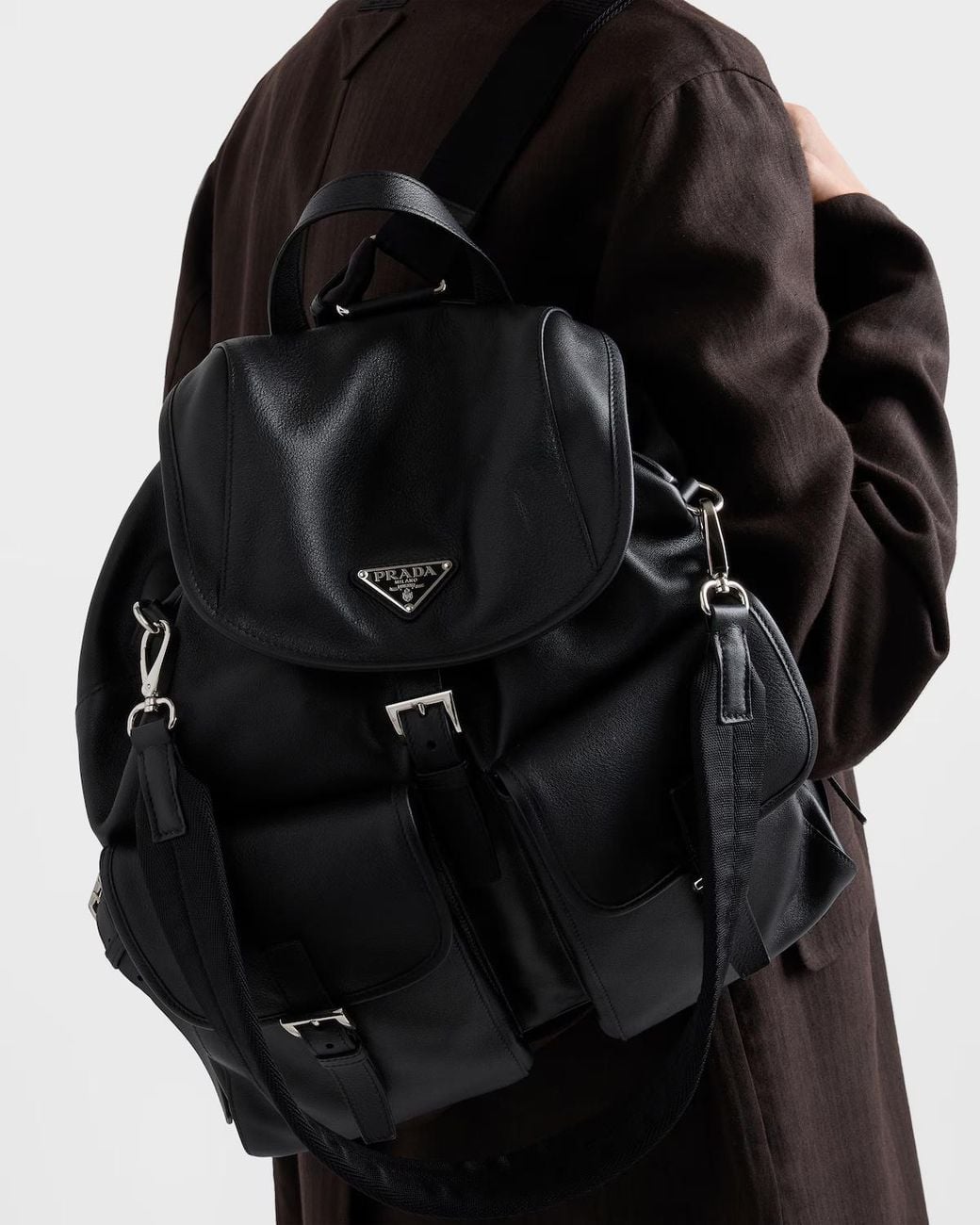 Prada Black Leather Backpack for men