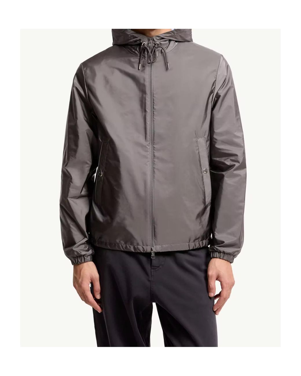 Moncler Gray Grimpeus Logo Patch Zip-Up Hooded Jacket for men