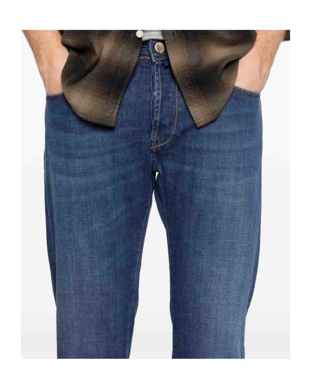 Incotex Blue Straight Leg Jeans for men