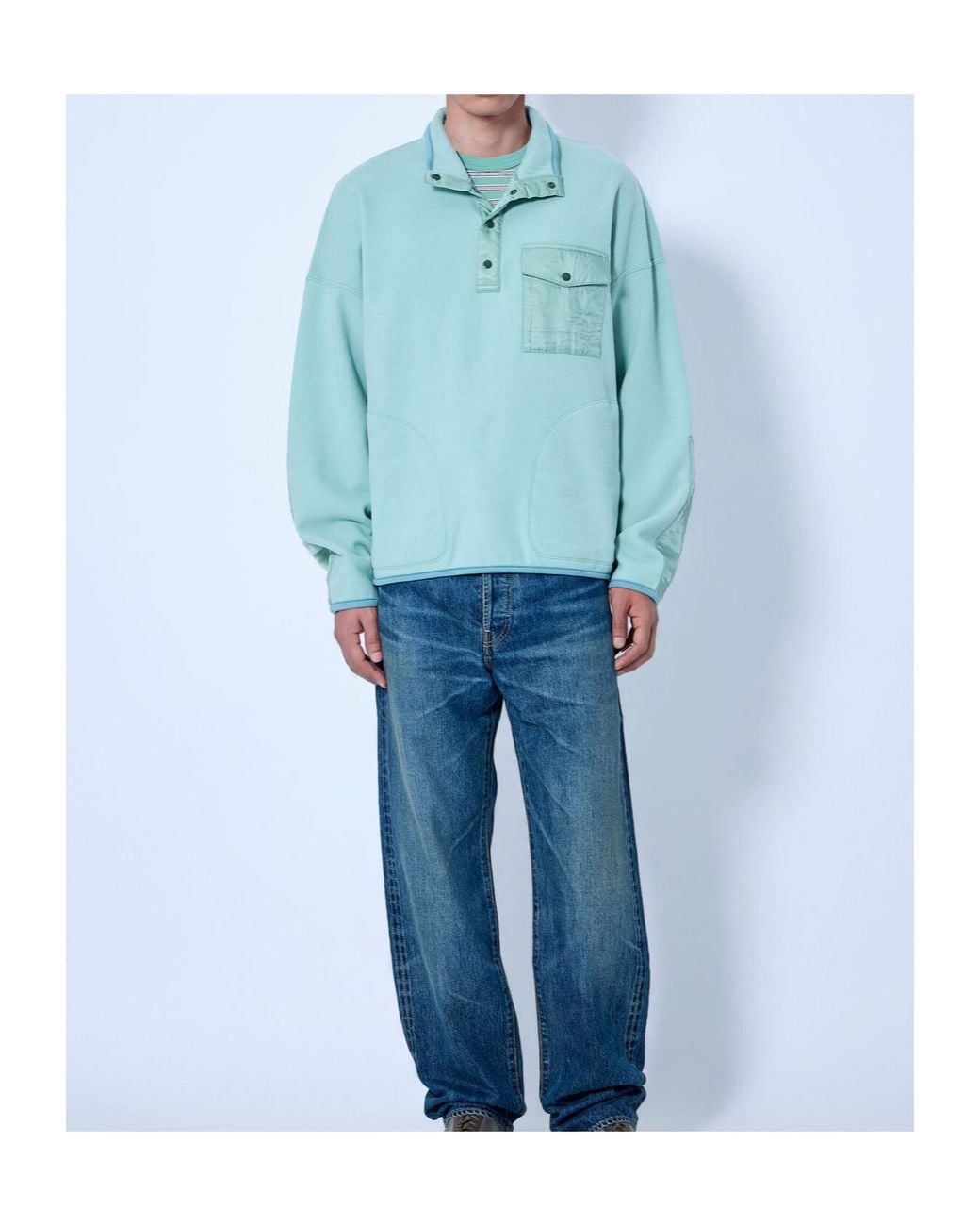 Visvim Blue Half-Zip Fleece Sweatshirt for men