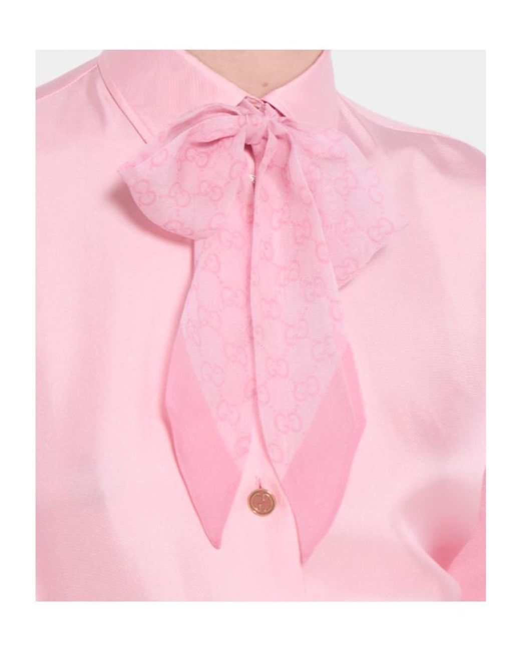 Gucci Pink Printed Chiffon Ribbon