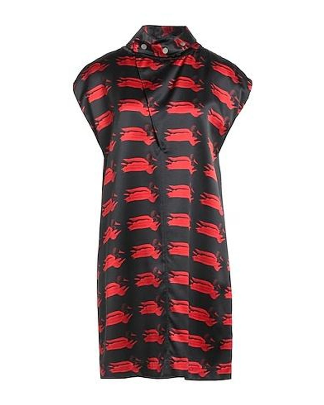 Burberry Red Color-Block Satin Dress