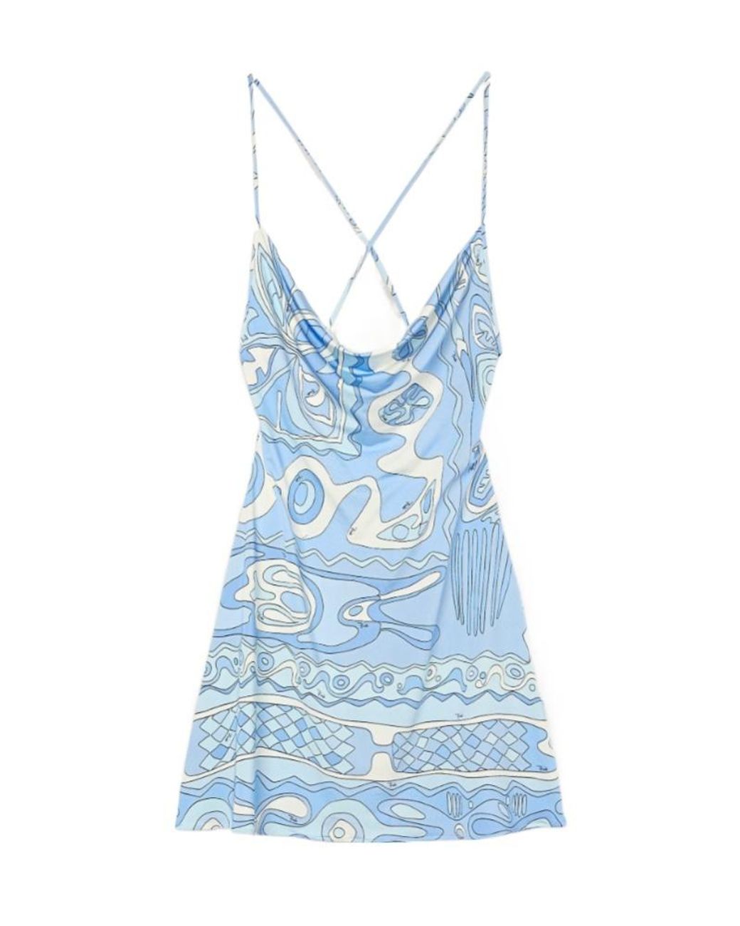 Emilio Pucci Blue Pucci Angoli Printed Open Back Dress