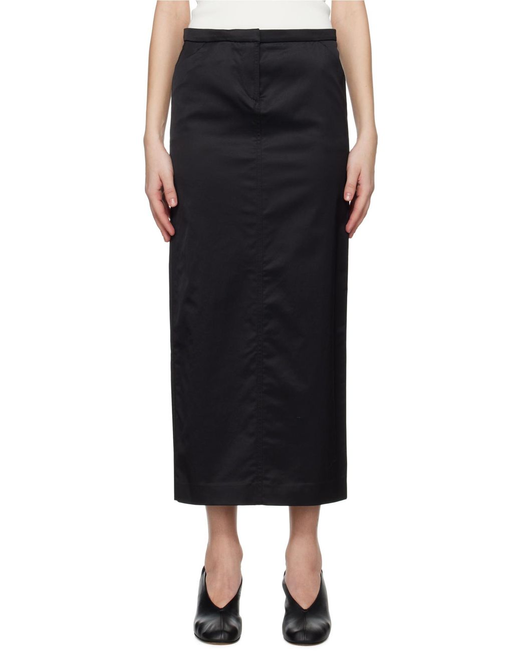 Totême Black Totême High-Waist Straight Skirt