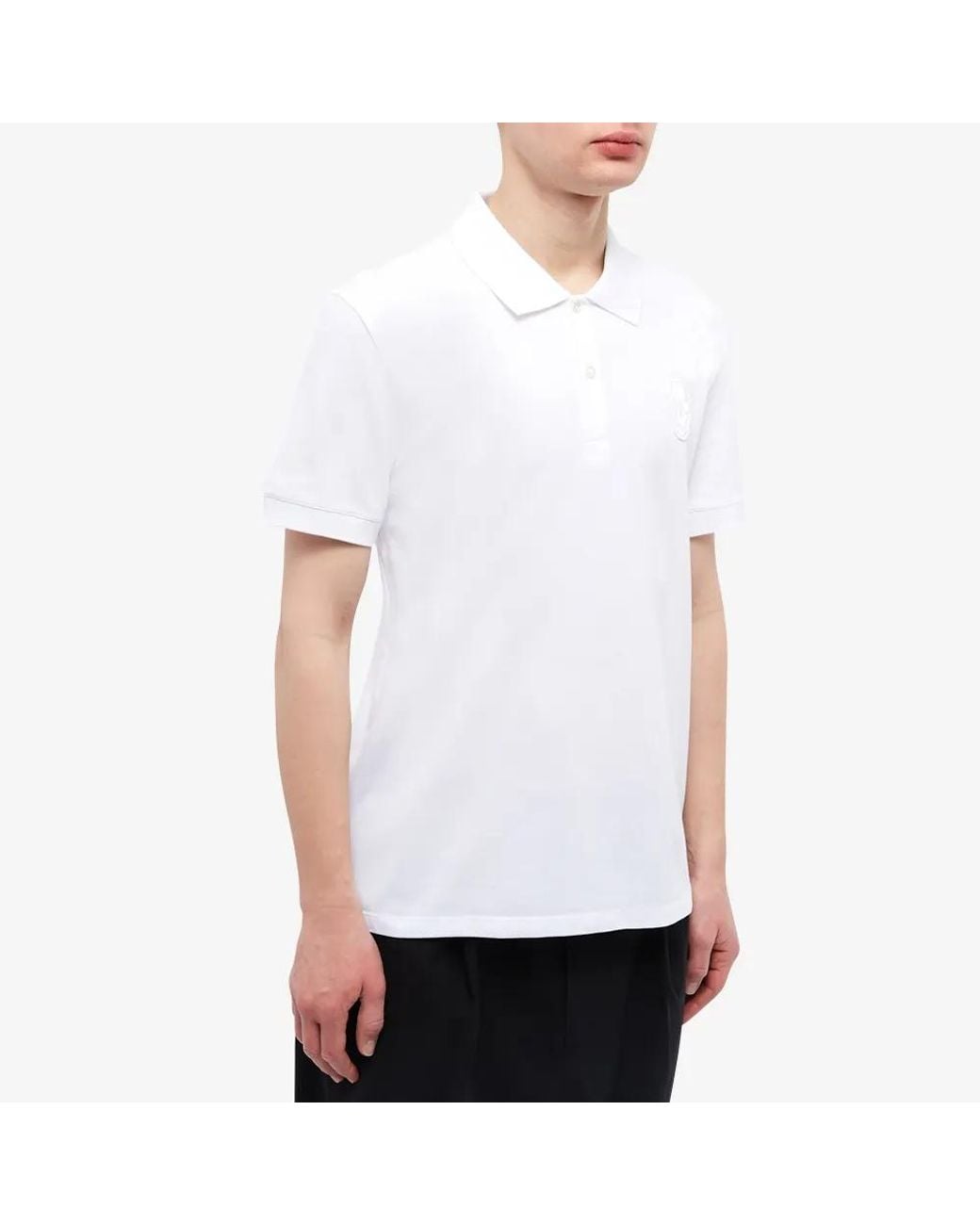 McQueen White Skull-Patch Polo Shirt for men