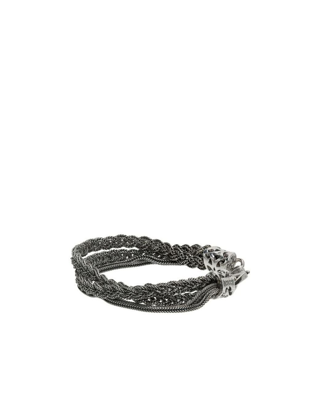 Emanuele Bicocchi White Braided Chain Bracelet for men