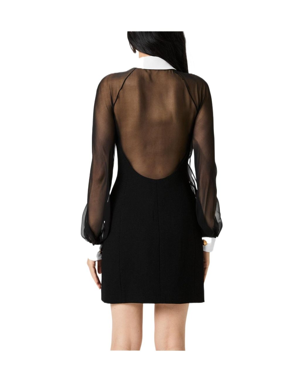 Versace Black Contrast-Collar Bustier Mini Dress