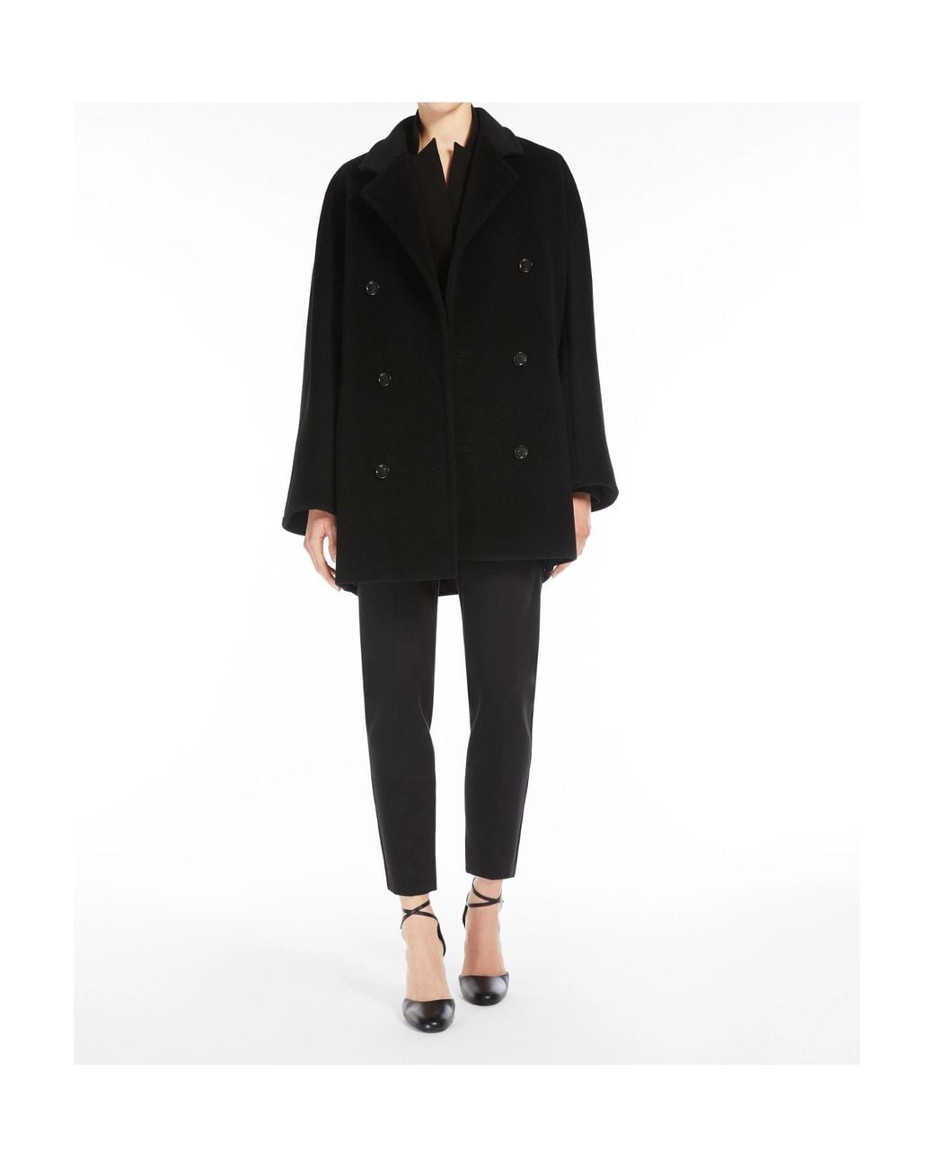 Max Mara Black Rebus Double-Breasted Coat