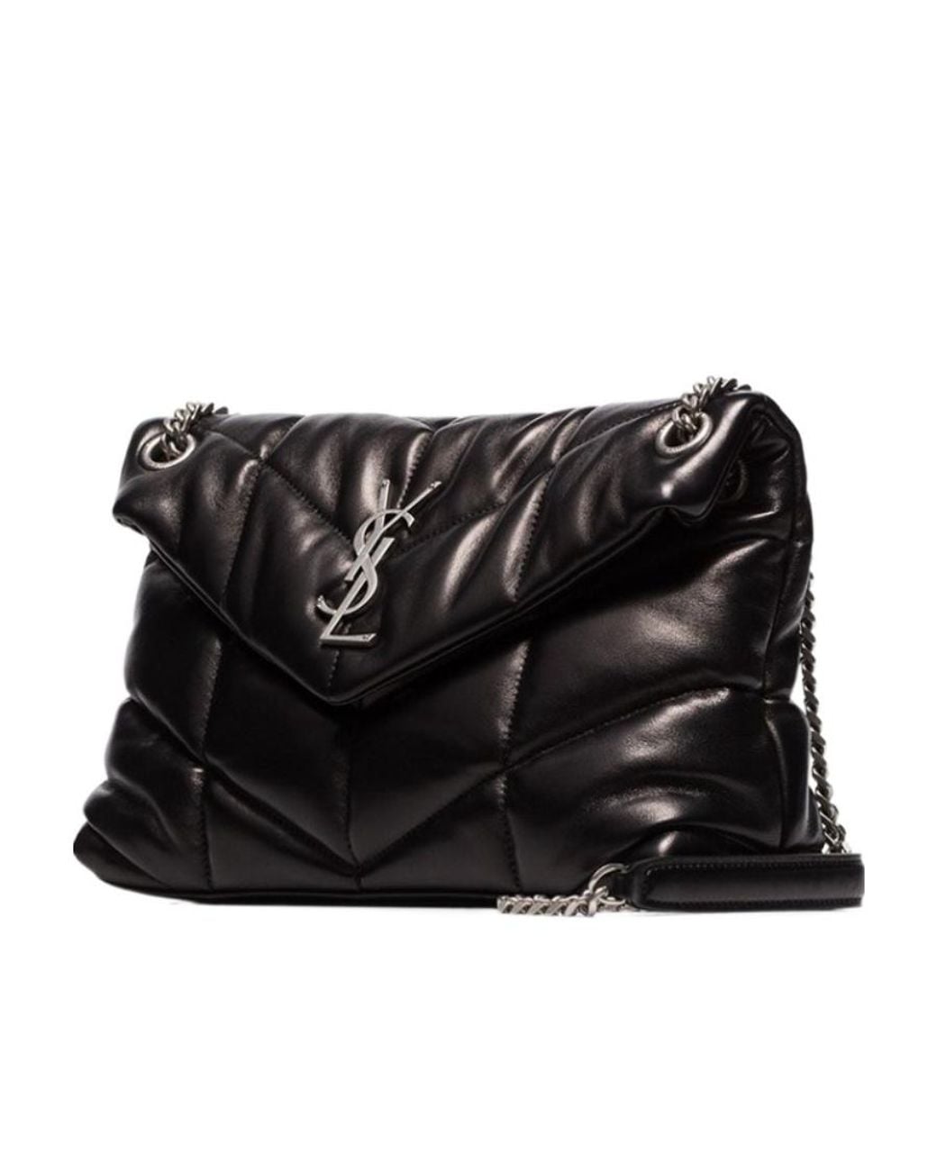 Saint Laurent Black Puffer Small Quilted Sheepskin Bag