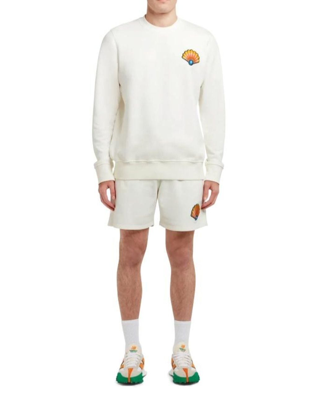 Casablanca White Shell Crew Neck Sweatshirt for men
