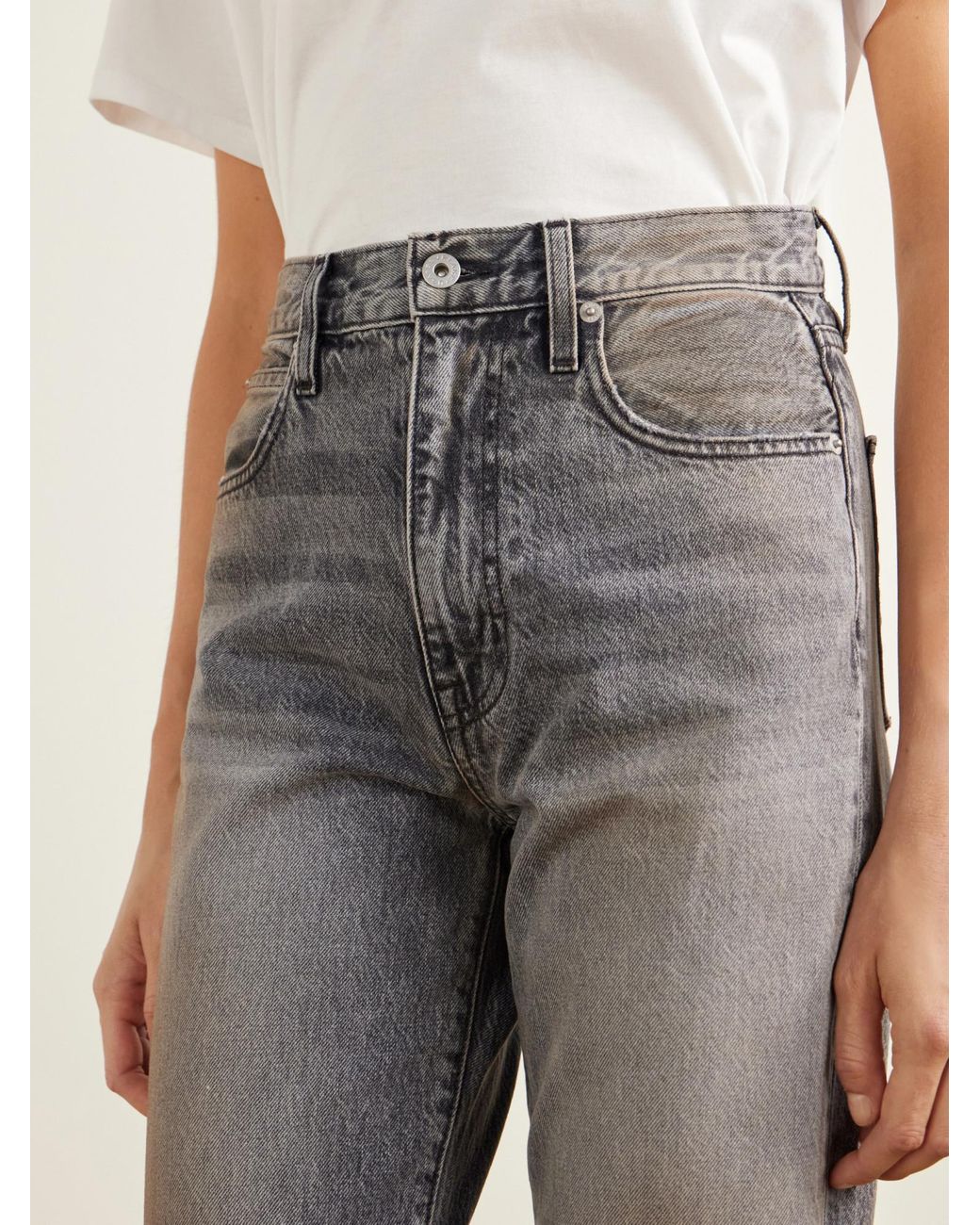 SLVRLAKE Denim Gray High-Waisted Straight-Leg Jeans
