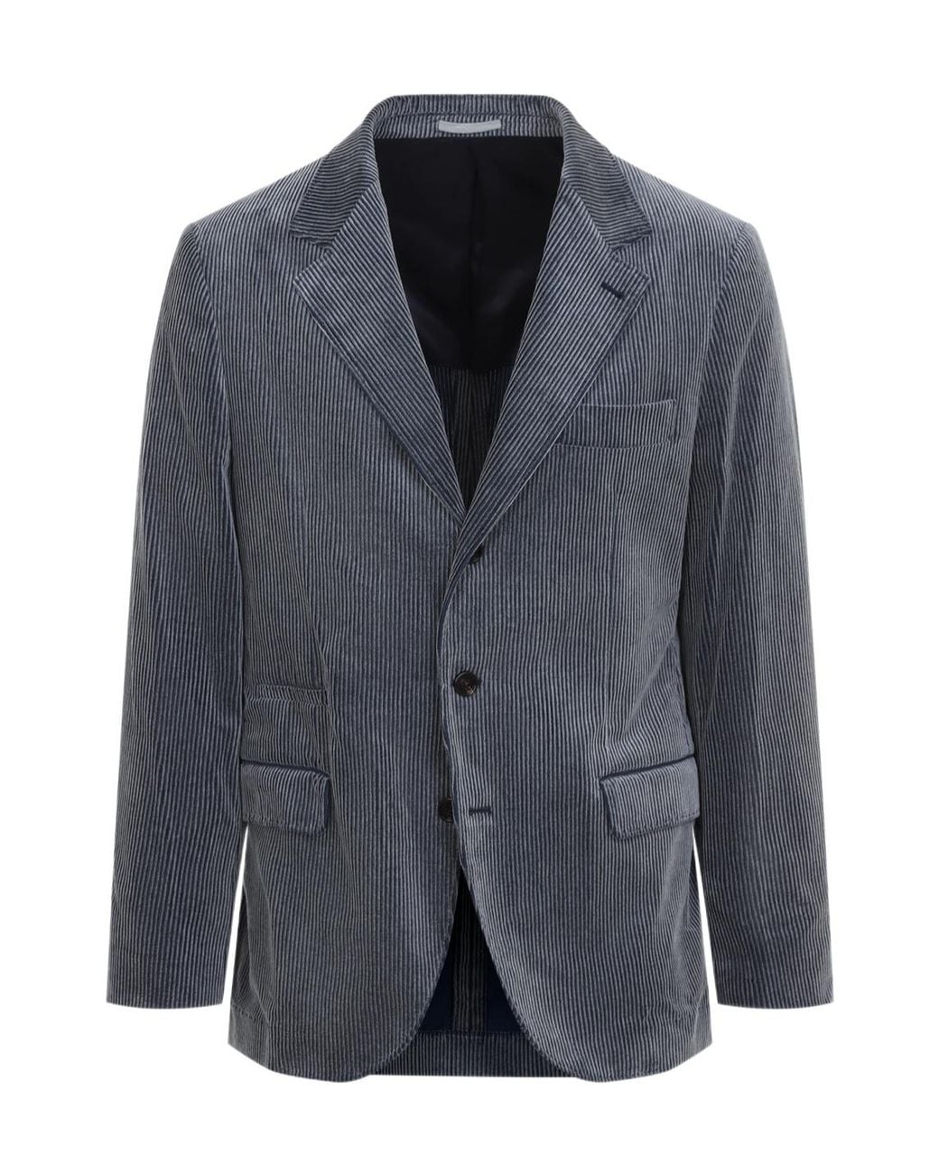 Brunello Cucinelli Blue Corduroy Jacket for men