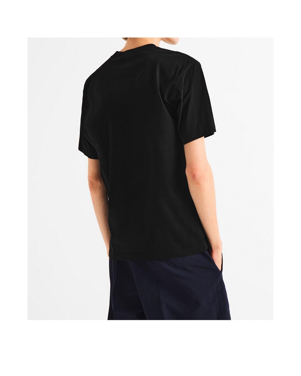 Prada Black Plain Crewneck Short-Sleeve Tee for men