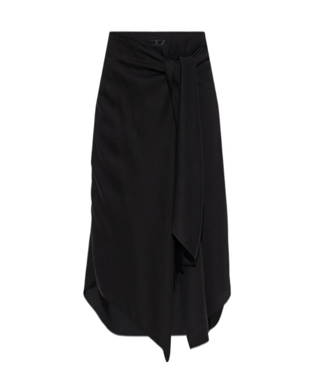 DIESEL Black Logo Plaque Draped Skirt