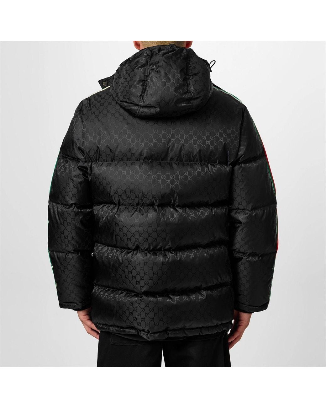 Gucci Black Logo Jacquard Webbing Down Jacket for men