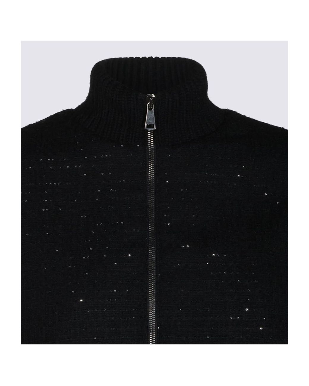 Fabiana Filippi Black Zip-Up Knitted Jacket