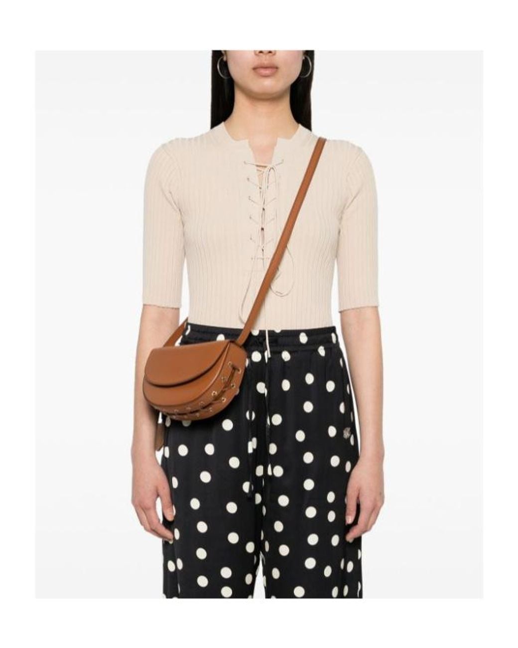 Stella McCartney Brown Frayme Whipstitch Small Shoulder Bag