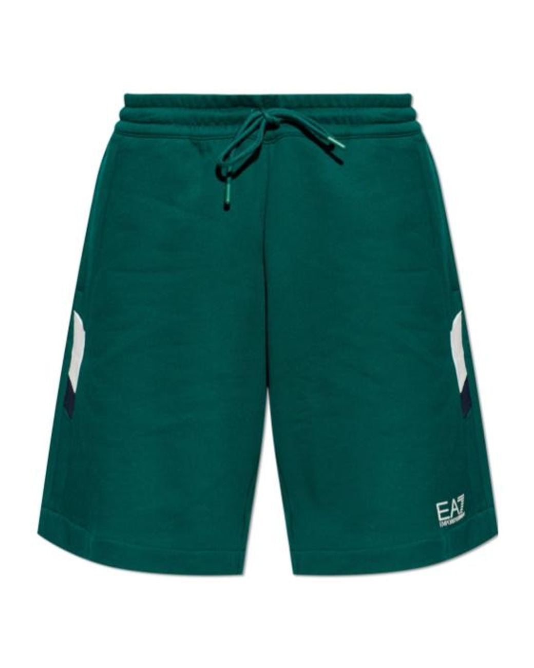 EA7 Green Logo Print Sweat Shorts for men