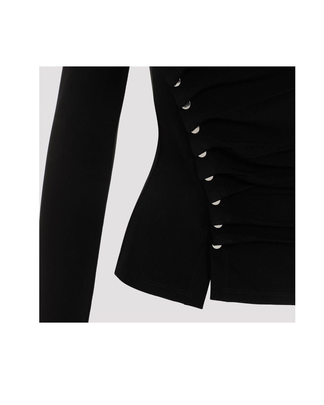 Rabanne Black Long Sleeved Button-Detailed Top